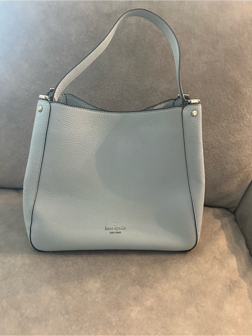 Kate Spade New York Pebbled Leather Shoulder Bag – Light Blue